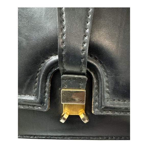 Vintage Black Mini Bag with Gold Clasp and Top Handle - Picture 4 of 6